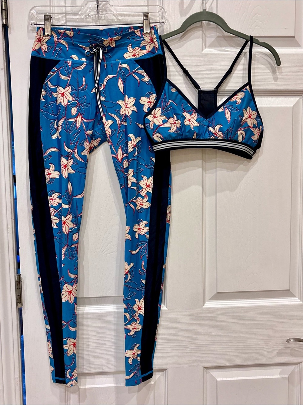 The Upside Blue Floral Sports Bra and Leggings Set